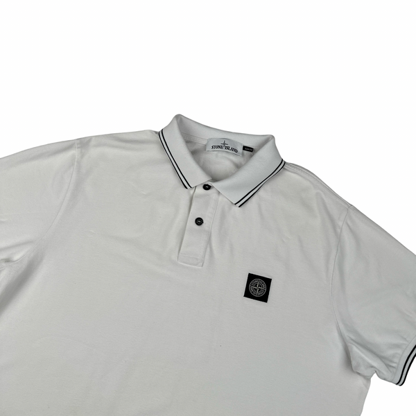 A Stone Island 2021 White Short Sleeve Polo Shirt - 3XL