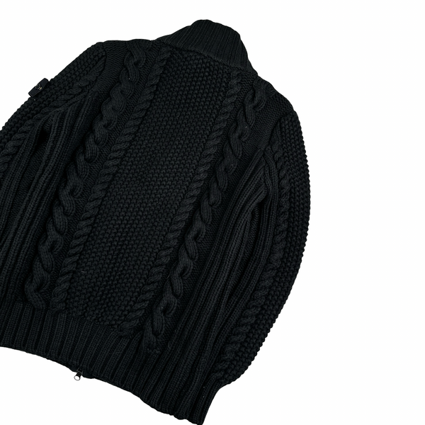 Stone Island Black Cable President Thick Knit Zipped Jumper - Large