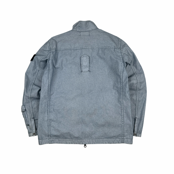 Stone Island 2019 Canvas Placcato Washed Blue Jacket - Medium