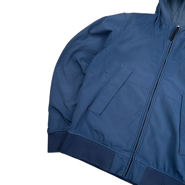 Stone Island Blue Fleece Lined Soft Shell Goggle Jacket - Large