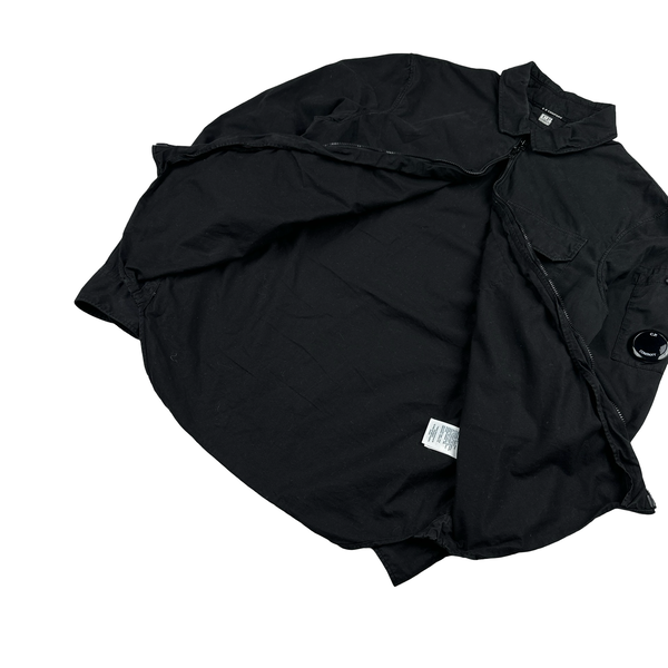 CP Company Black Zipped Cotton Overshirt - Small