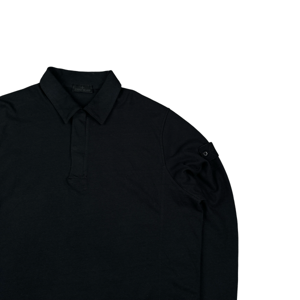 Stone Island 2023  Black Ghost Piece Cotton Long Sleeve Polo jumper - 3XL