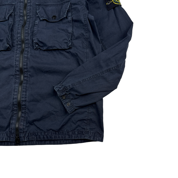 Stone Island 2021 Navy Cotton Zipped Overshirt - Medium