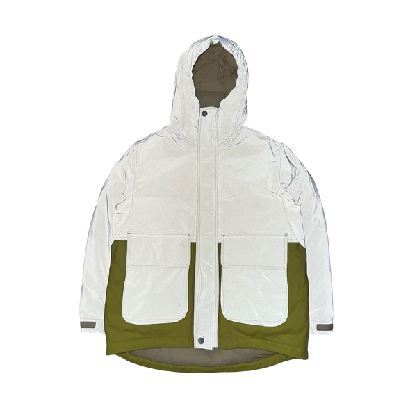 Stone Island 2024 Panno Resinato Plated Reflective Down Marina Parka Jacket - Large