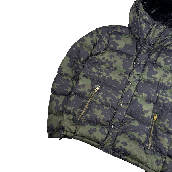 Burberry Green Camo Down Filled Hooded Puffer Jacket - Medium