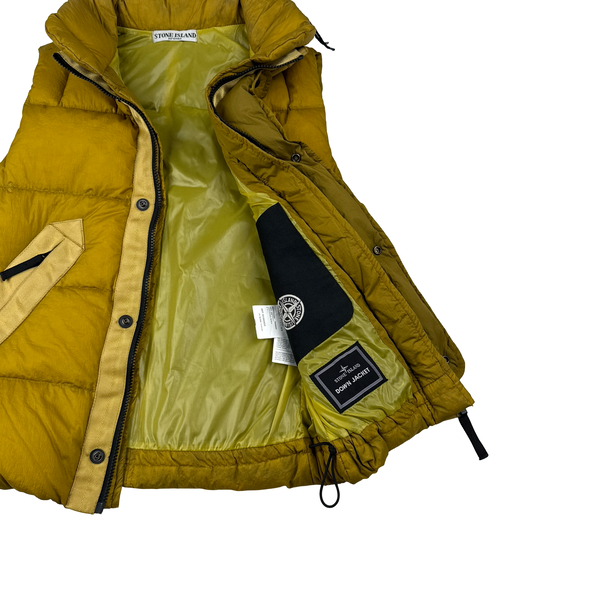 Stone Island 2010 Yellow Opaque Nylon Tela Down Gilet - Small
