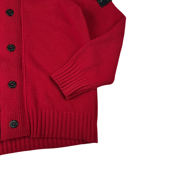 Stone Island 2009 Red Lined Hood Zipped Wool Knit - XXL