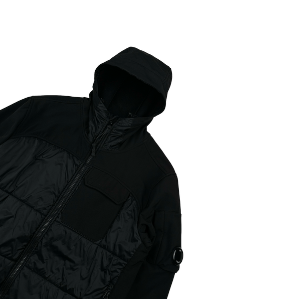 CP Company Black Hybrid Soft Shell Padded Jacket - Large