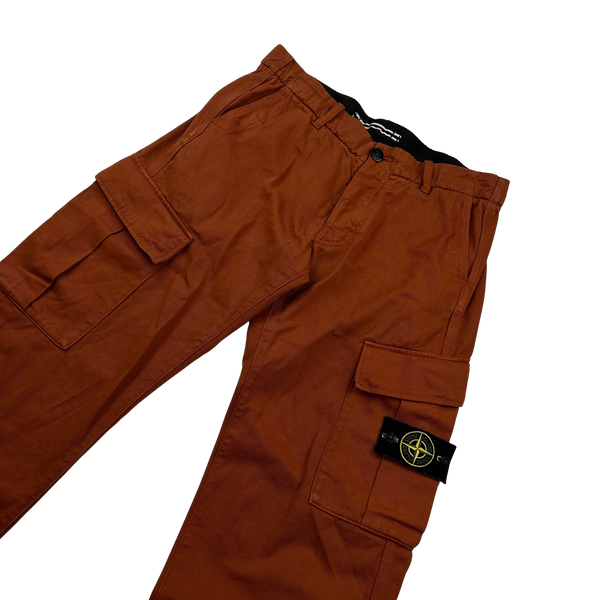 Stone Island 2011 Brushed Cotton Burnt Orange Cargo Trousers - 32"