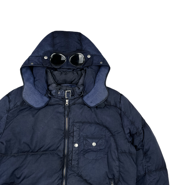 CP Company Blue Down Filled Frosted Nylon Puffer Jacket - Large