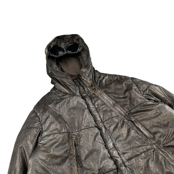 CP Company Brown Antic Silver Padded Goggle Jacket - 3XL
