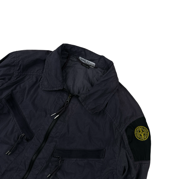 Stone Island 2004 Navy Cotton Embroidered Compass Overshirt - Medium