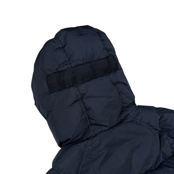 Stone Island 2019 Navy Garment Dyed Crinkle Reps Dual Hood Parka Jacket - Small