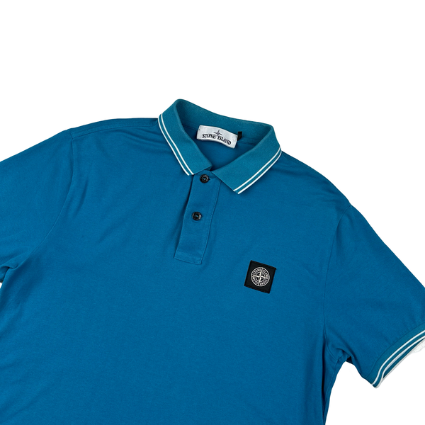 Stone Island Blue Short Sleeve Polo Shirt - Large
