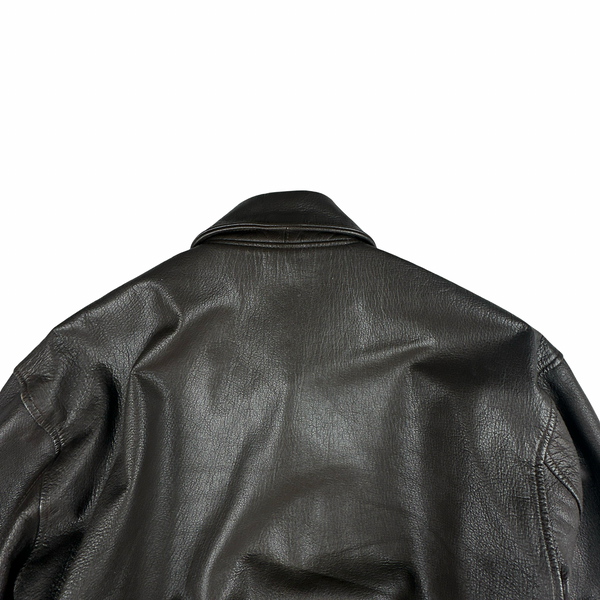 Avirex Brown Classic Goatskin Padded Bomber Jacket - Large