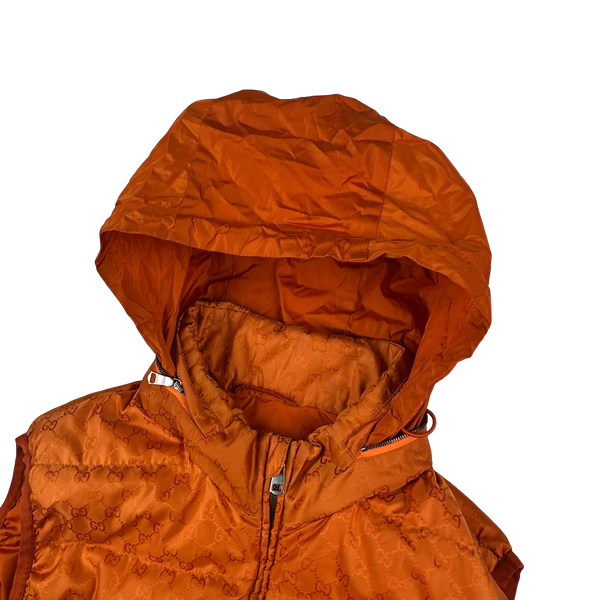 Gucci Monogram Orange Zipped Gilet Jacket - Large