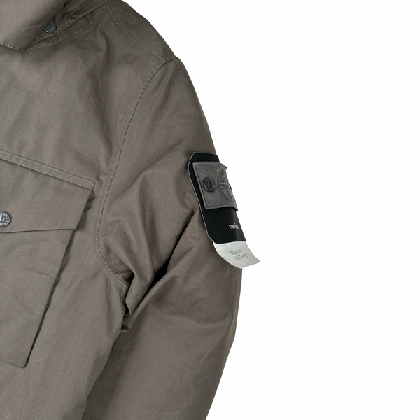 Stone Island 2022 O-Ventile Grey Ghost Piece Down Dutch Rope Puffer Jacket - Large