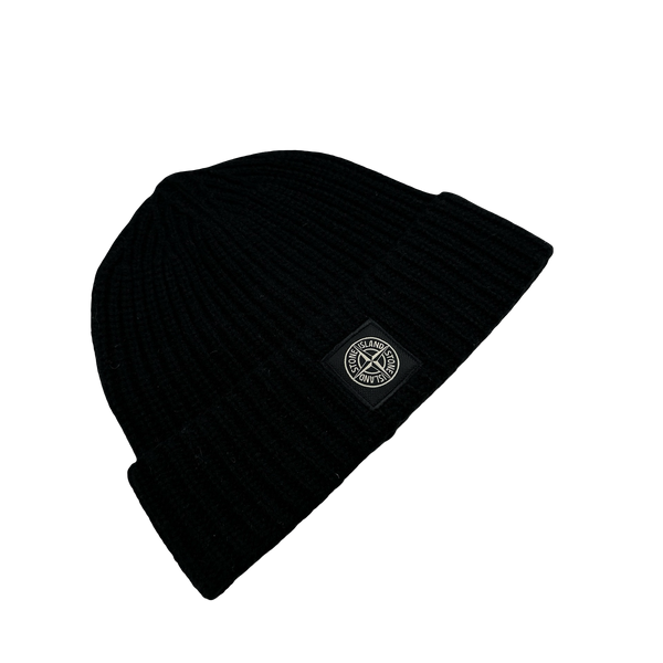 Stone Island 2023 Black Lana Wool Beanie Hat