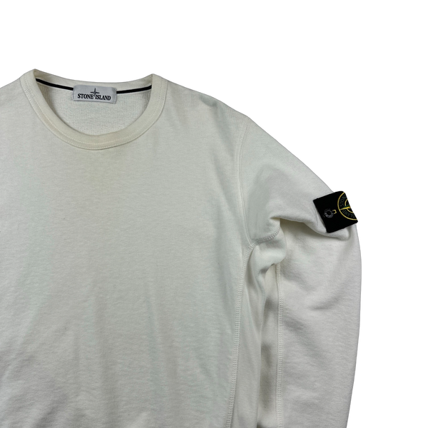 Stone Island 2015 White Cotton Crewneck Sweatshirt - Medium