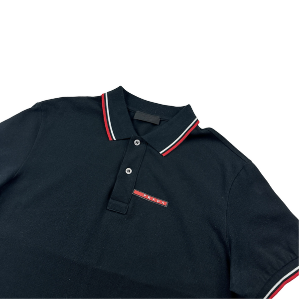 Prada Black Cotton Polo - Medium