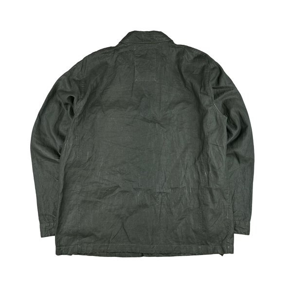 CP Company Khaki Plated Linen Lens Viewer Jacket - 3XL