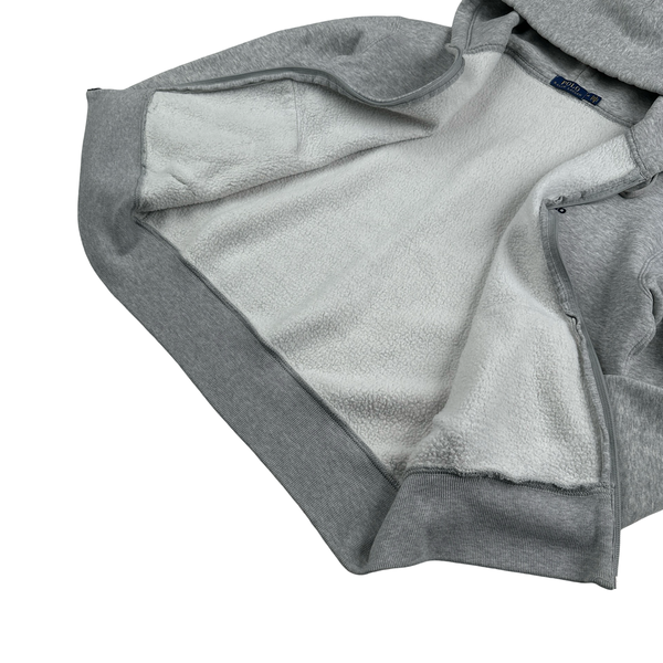 Ralph Lauren Polo Bear Grey Embroidered Zipped Hoodie - Medium