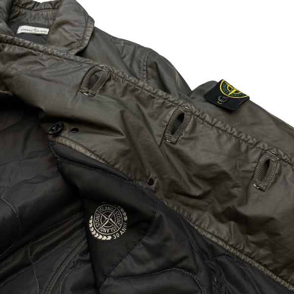 Stone Island 30th Anni Brown Mussola Gommata Double Breasted Jacket - Small