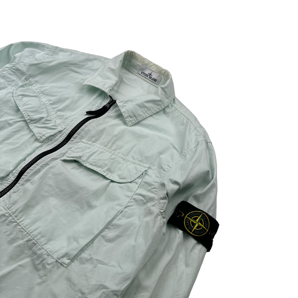 Stone Island 2022 Ice Blue Cotton Zipped Overshirt - Large