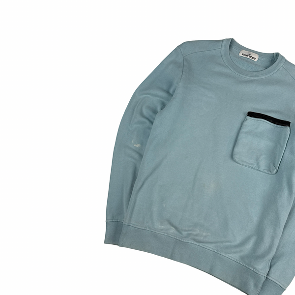 Stone Island 2017 Baby Blue Cotton Crewneck Sweatshirt - Small