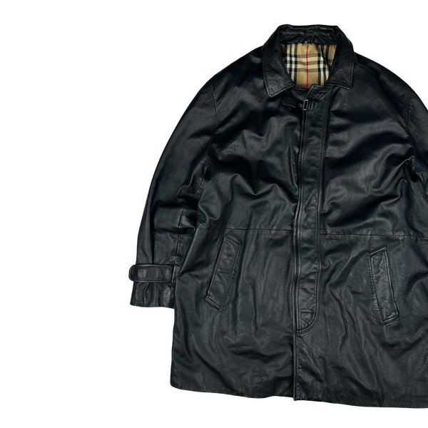 Burberry Leather Nova Check Lined Heavyweight Jacket - 3XL