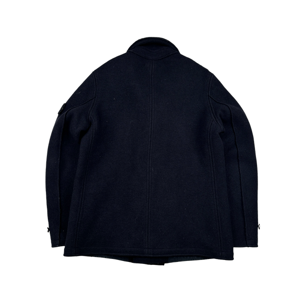 Stone Island 2013 Heavyweight Navy Wool Double Breasted Jacket - XL