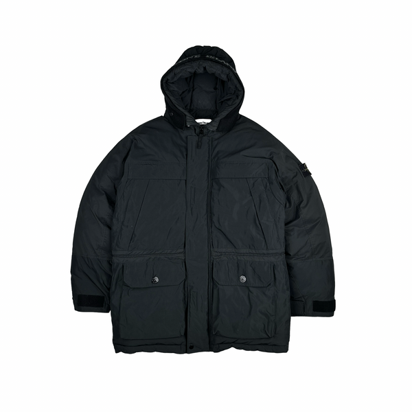 Stone Island 2020 Black Down Filled Micro Reps Jacket - Large