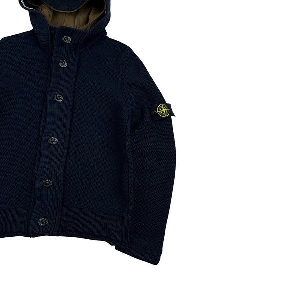 Stone Island 2010 Navy Heavyweight Wool Zipped Hoodie Jumper - Medium