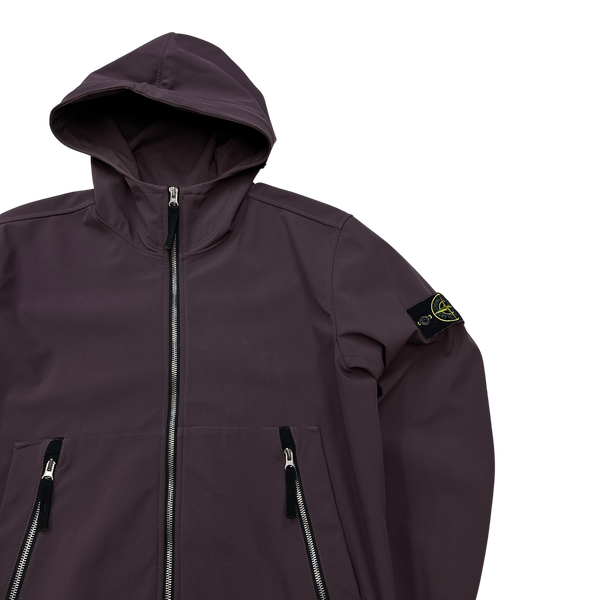 Stone Island 2021 Plum Soft Shell e-Dye Hooded Jacket - Large