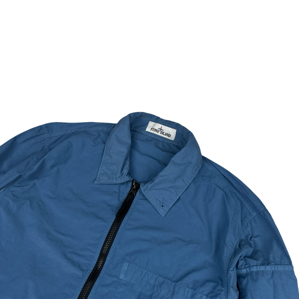 Stone Island 2022 Blue Naslan Light Zipped Overshirt - Medium