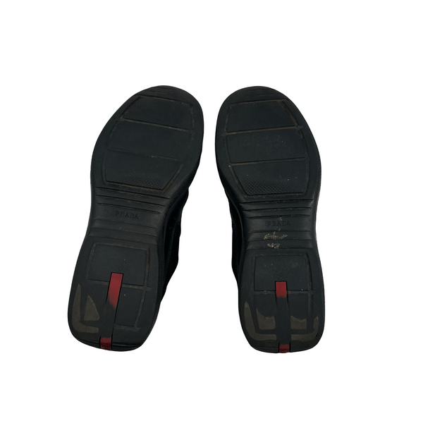 Prada Black Red Tab Cup Trainers - UK 9