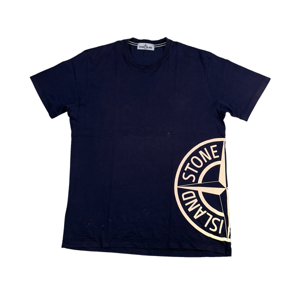 Stone Island 2013 Navy Reflective Compass Cotton T Shirt - XL
