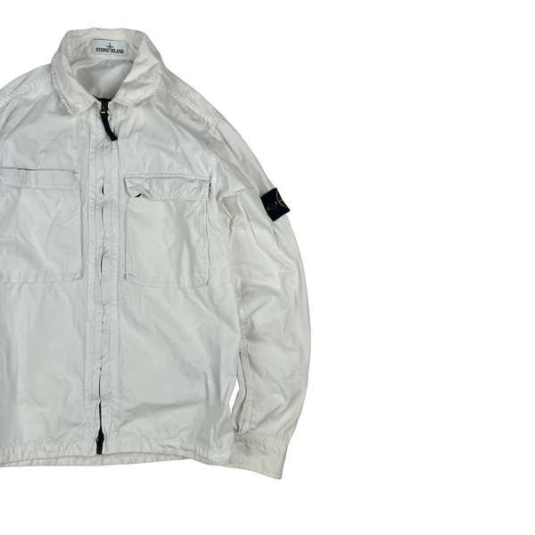 Stone Island 2018 White Cotton Zipped Overshirt - Medium