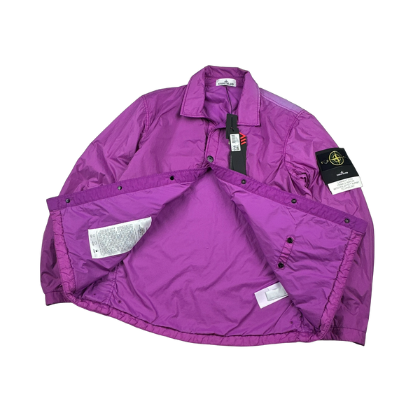 Stone Island 2022 Fuchia Purple Garment Dyed Crinkle Reps Zipped Overshirt - XL
