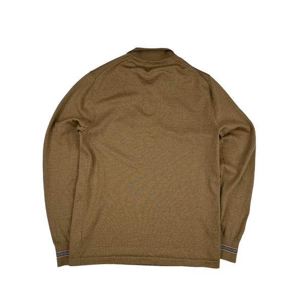 Burberry Brown Merino Wool Polo Jumper - Large