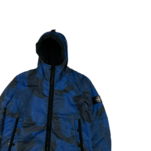 Stone Island 2012 Blue Fleece Lined Camo Reflective Jacket - Large