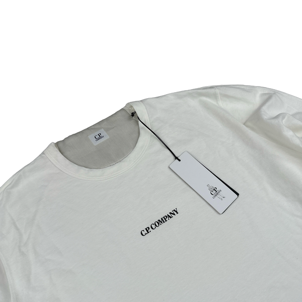 CP Company White Cotton Spellout Crewneck Jumper - XXL
