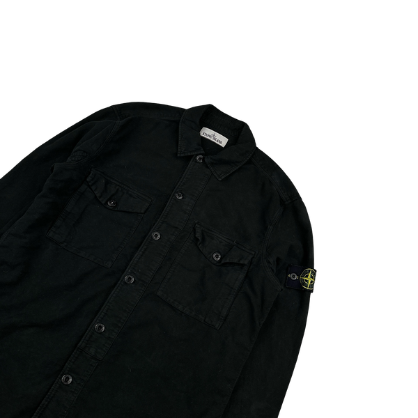 Stone Island 2017 Black Thick Brushed Cotton Overshirt - Large