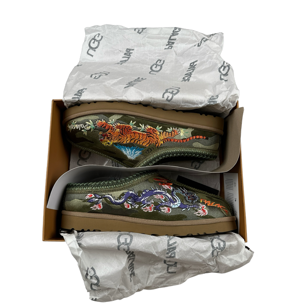 UGG X Palace Burnt Olive Embroidered Japanese Camo Tasman Shoes - UK 9