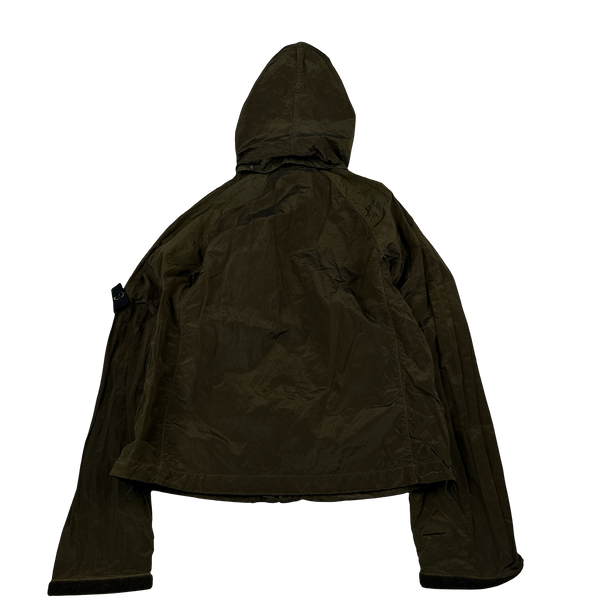 Stone Island 2007 Nylon Metal Khaki Hooded Shimmer Jacket - Medium