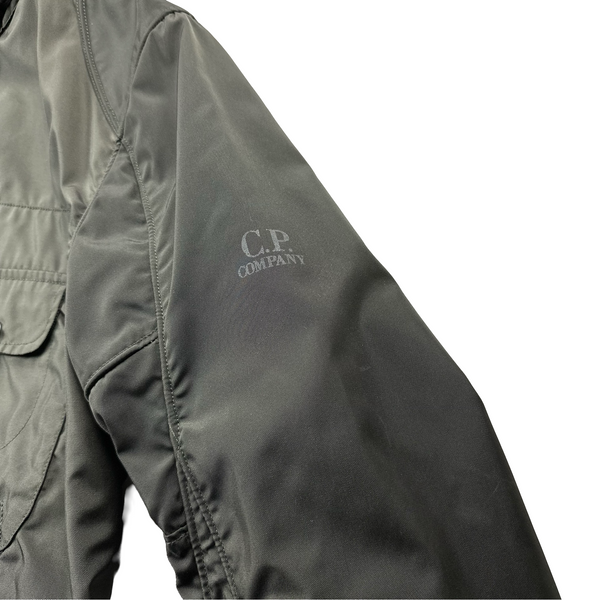 CP Company Dark Green Multi Pocket Nylon Wool Lined Goggle Jacket - XL