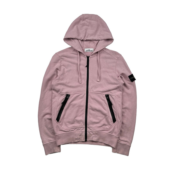 Stone Island 2017 Pink Cotton Zipped Hoodie - Small