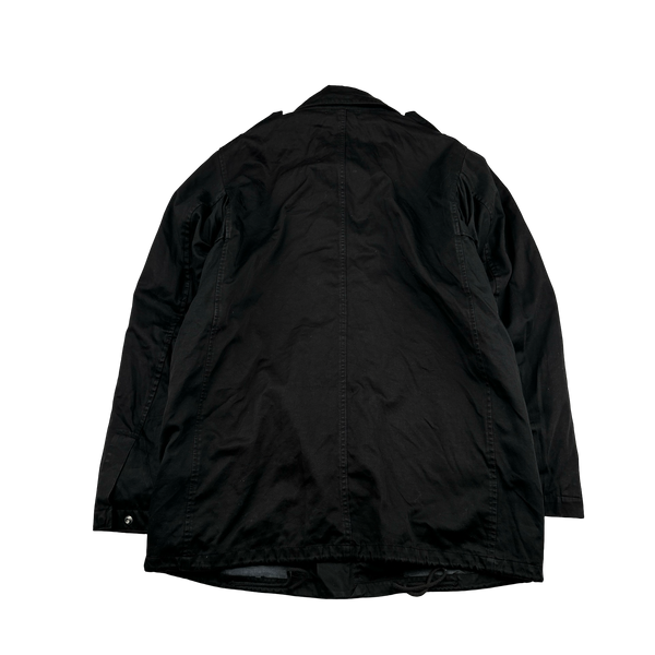 Stone Island 2006 Black Cotton Raso Gommato Wool Dutch Rope Jacket - XL
