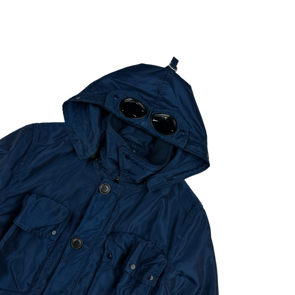 CP Company Blue Nysack Shimmer Multipocket Goggle Jacket - Small
