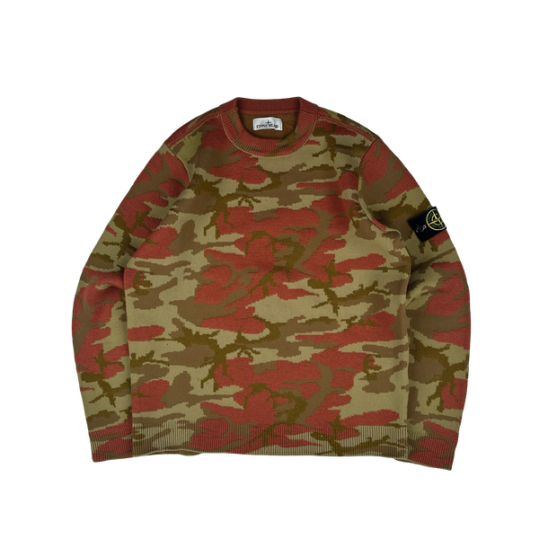 Stone Island 2022 Heritage Camo Crewneck Wool Knit Jumper - Medium